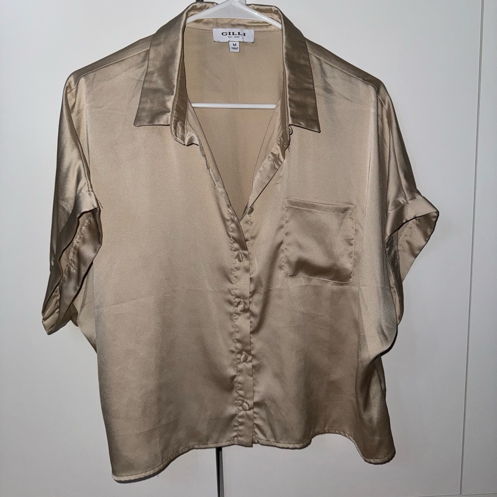 Women's Gold Satin Top